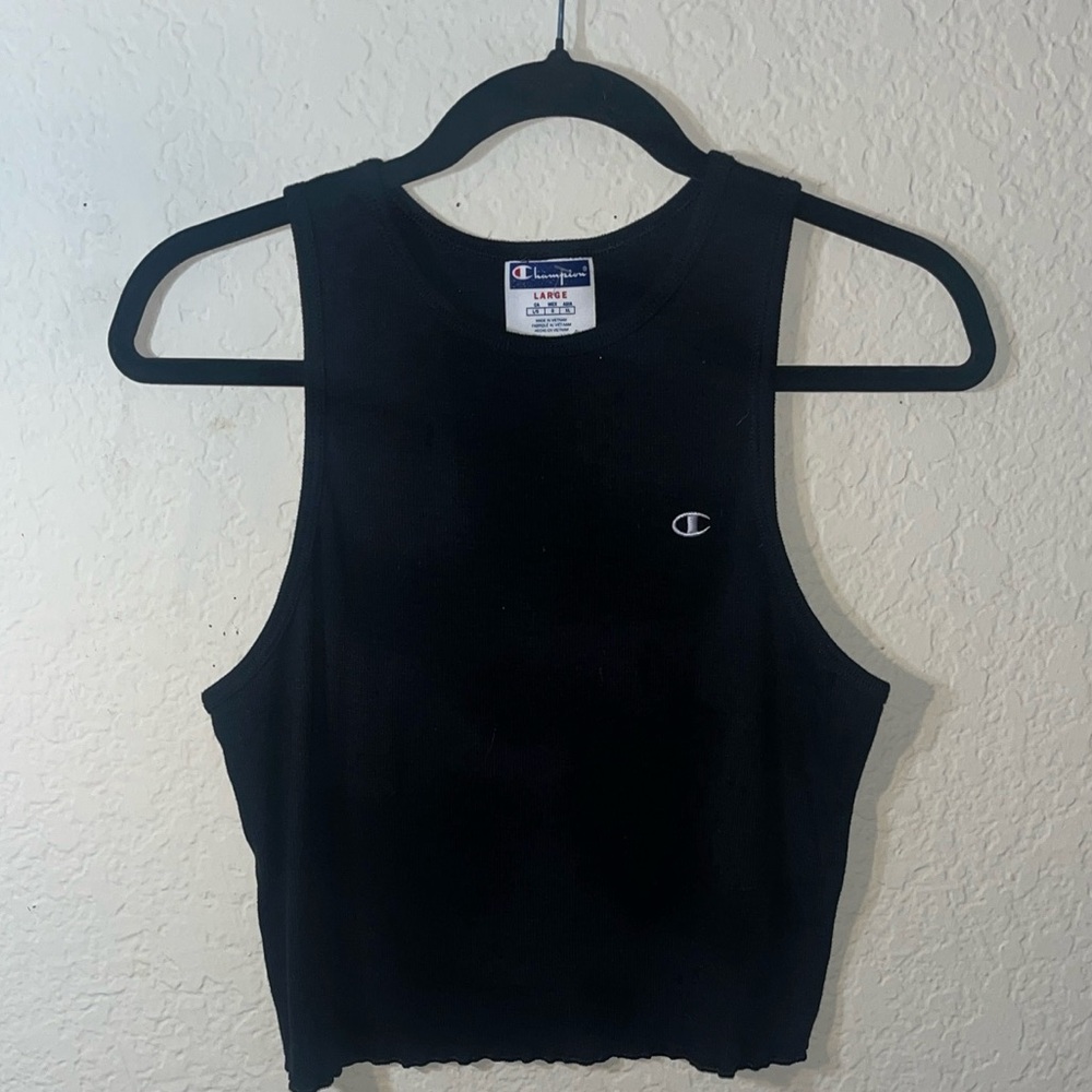 Large champion black crop tank